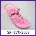 New design fashion jelly t strap jelly sandals with rhinestones sandals jelly sandals